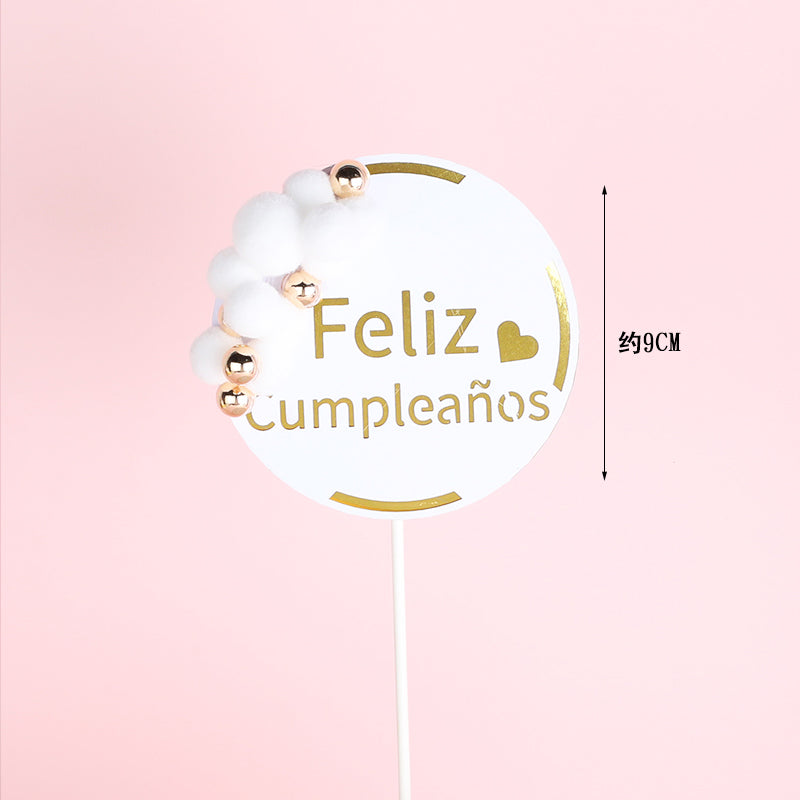 Feliz Cumpleanos cake toppers happy birthday insert for dessert