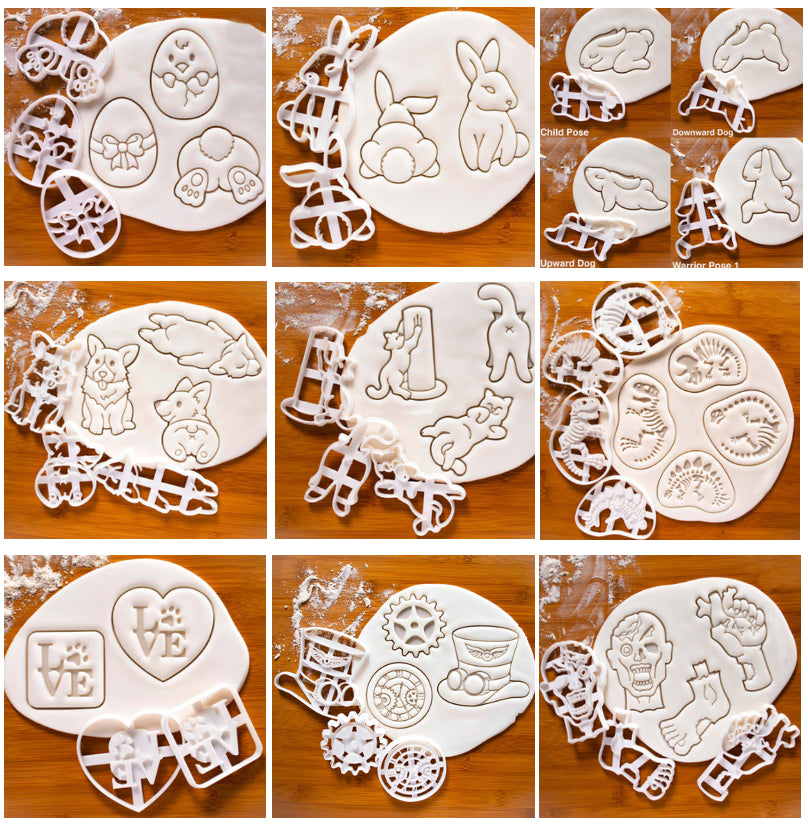 New 2pcs Baking Tools Kitten paw print plastic cookie cutter Mold Dog footprints Cookie Mold