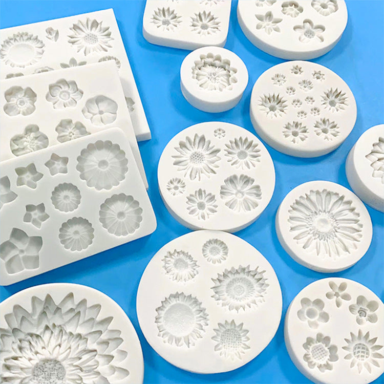 Multi daisy flower silicone mold fondant cake decorating molds
