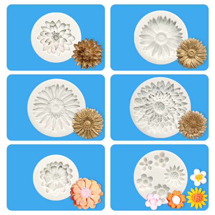 Multi daisy flower silicone mold fondant cake decorating molds