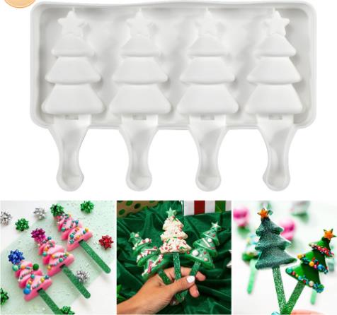 Christmas tree 4 hole new popsicle Silicone Mold