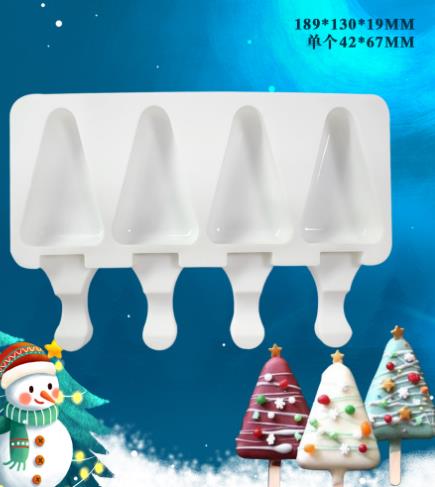 Christmas tree 4 hole new popsicle Silicone Mold