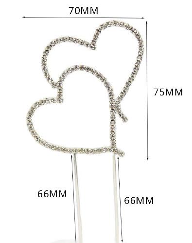 Two Hearts Love Rhinestone Wedding Cake Topper