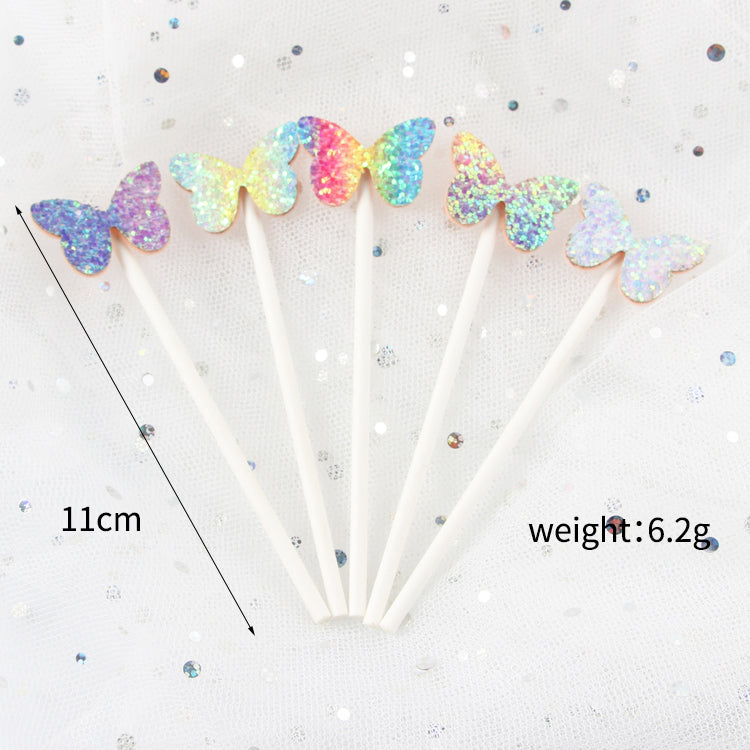 Glitter star heart butterfly crown cake toppers happy birthday cake picks