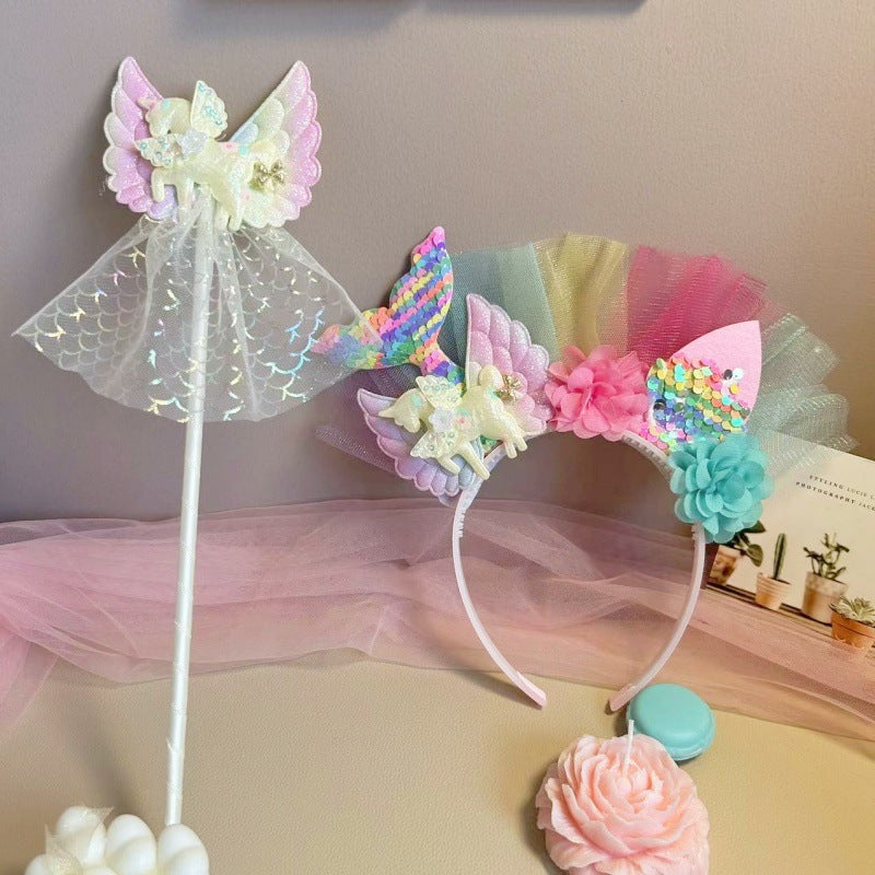 mermaid tail headband with seashells for kids