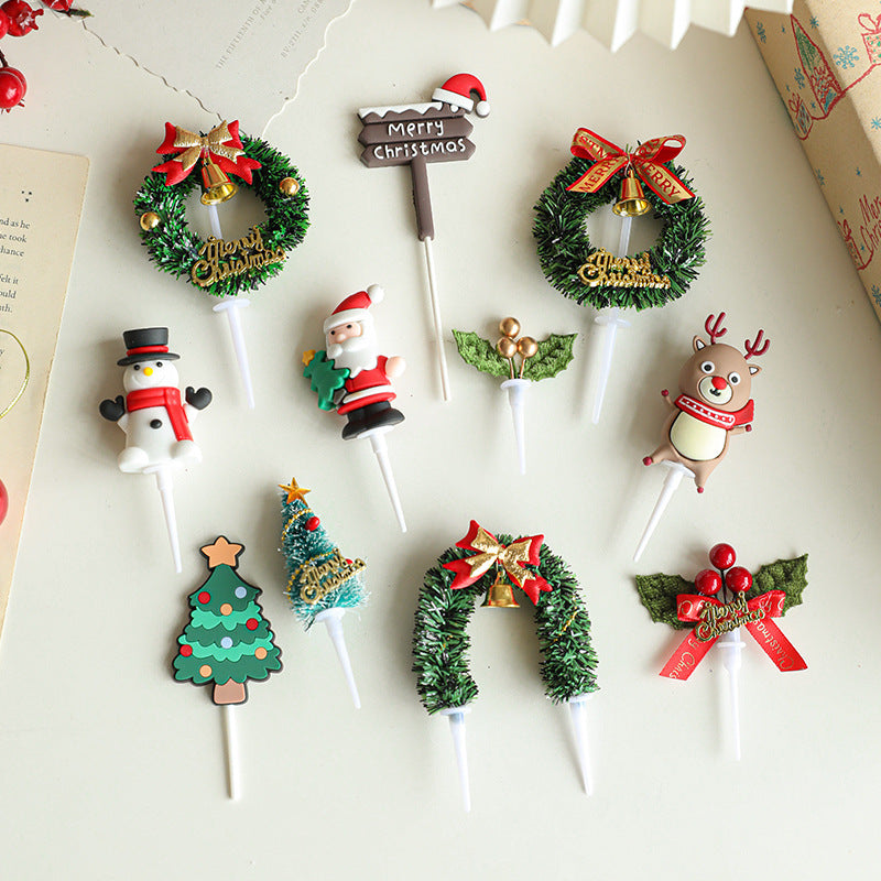 Christmas cake decoration Santa Claus Snowman deer wreath