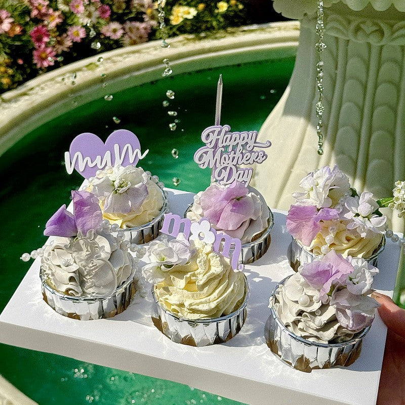 Mother's Day acrylic cake toppers for cupcakes