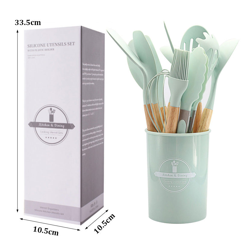 Silicone kitchen utensils set 12-piece spoon combination set storage rack cooking Utensils Set