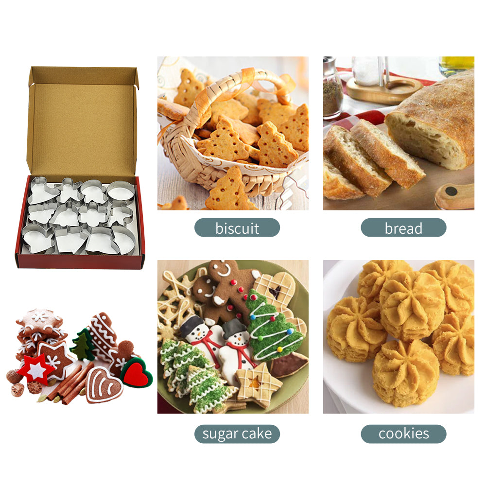 Hot Selling 24 pcs 430 Stainless Steel christmas cookie cutter set biscuit mold