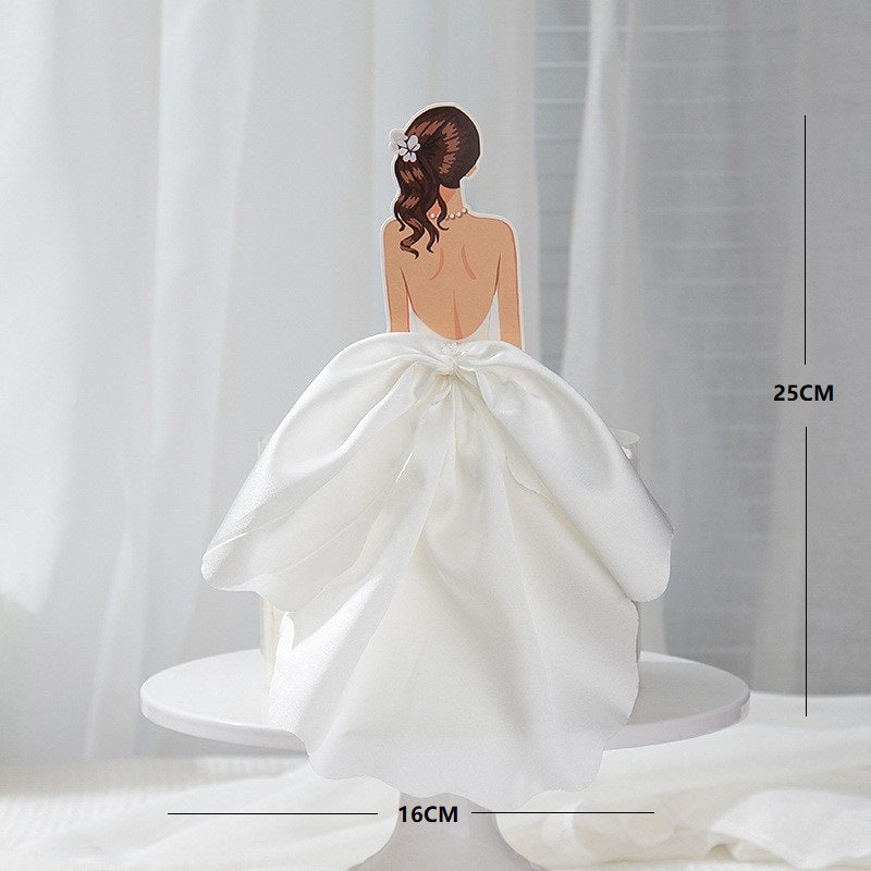 New Desgin Cake Decoration Back Soft Silk Dress Mother's Day Birthday Cake Topper