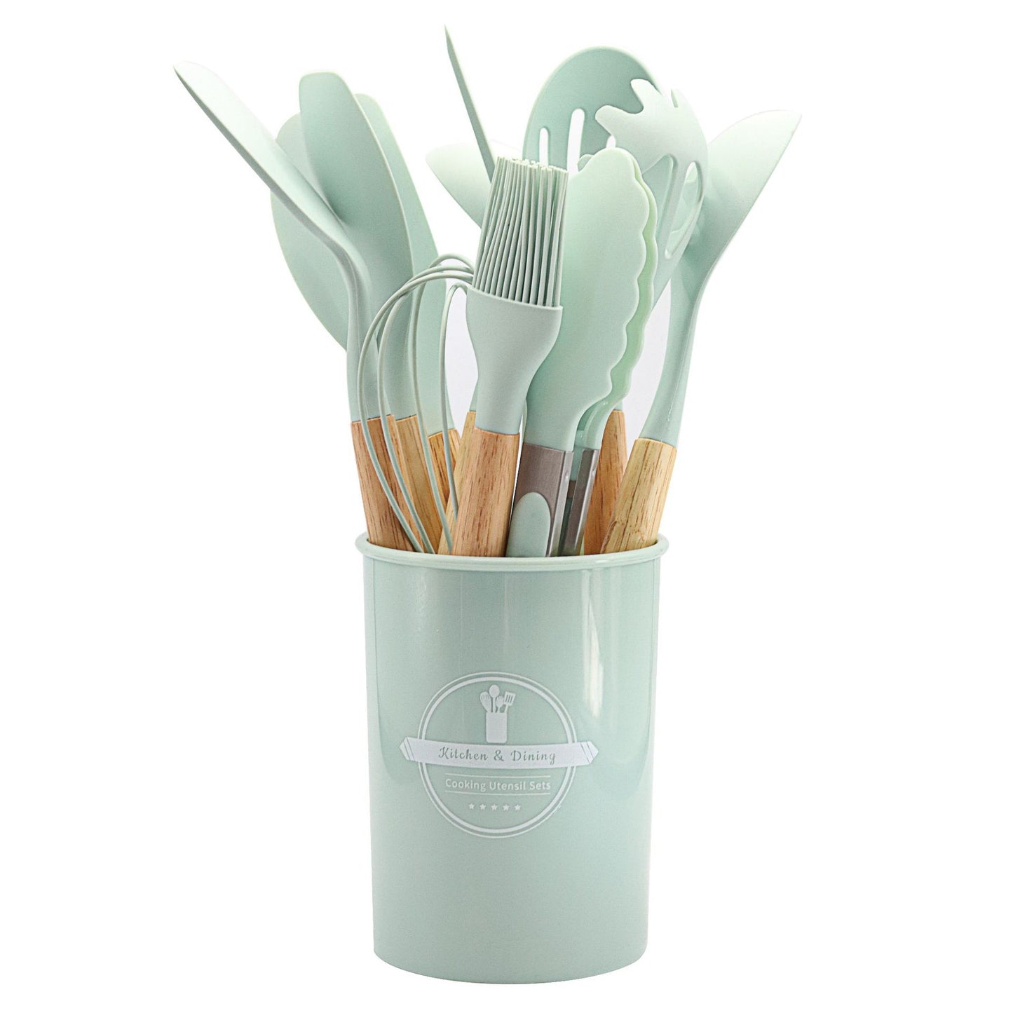 Silicone kitchen utensils set 12-piece spoon combination set storage rack cooking Utensils Set
