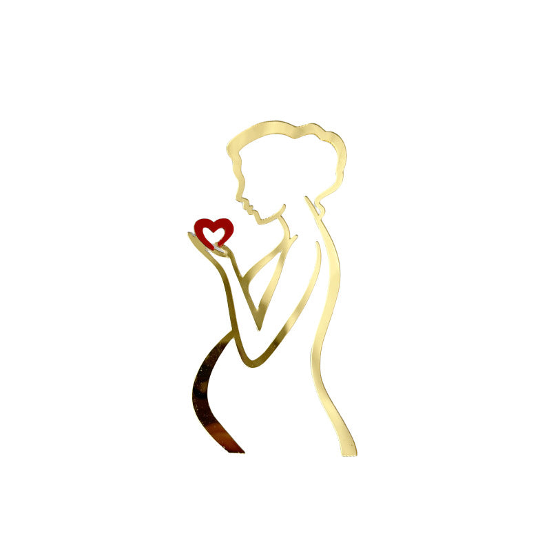 Simple lines acrylic expectant mother maternity for cake decoration