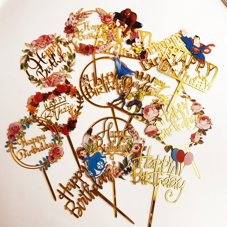 Rainbow acrylic cake topper
