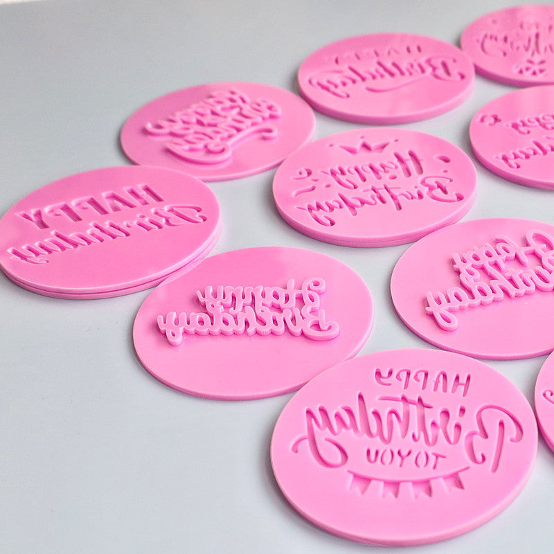 happy birthday plastic cookie cutter embosser plastic stamp fondant mold