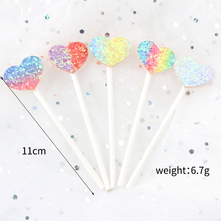 Glitter star heart butterfly crown cake toppers happy birthday cake picks