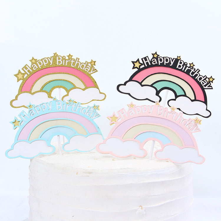 Baby Glitter Rainbow Cake Topper Happy Birthday cake topper