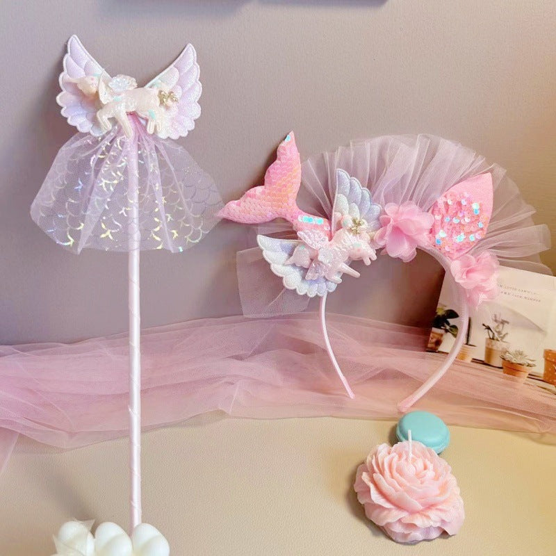 mermaid tail headband with seashells for kids
