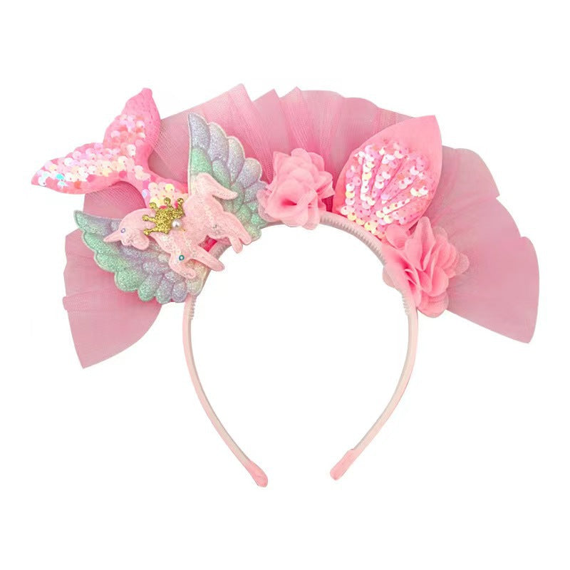 mermaid tail headband with seashells for kids