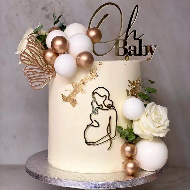 Simple lines acrylic expectant mother maternity for cake decoration