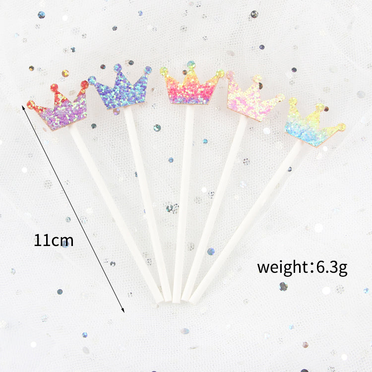 Glitter star heart butterfly crown cake toppers happy birthday cake picks