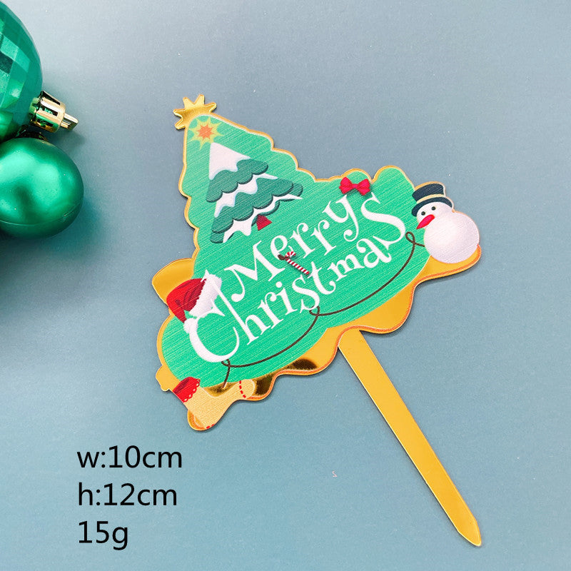 Hot Selling Acrylic Merry Christmas Beautiful Colour printing Cake Topper