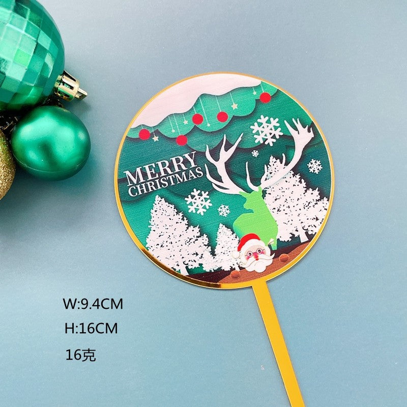 Hot Selling Acrylic Merry Christmas Beautiful Colour printing Cake Topper