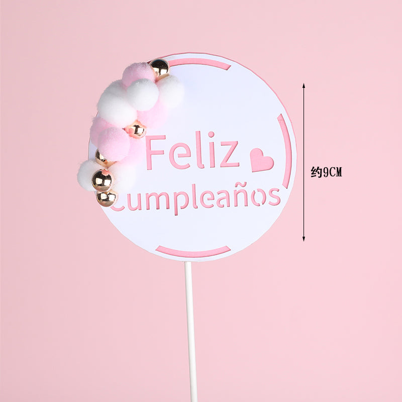 Feliz Cumpleanos cake toppers happy birthday insert for dessert