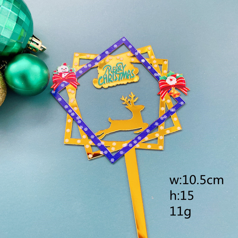Hot Selling Acrylic Merry Christmas Beautiful Colour printing Cake Topper
