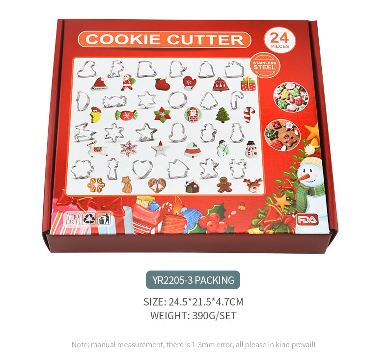 Hot Selling 24 pcs 430 Stainless Steel christmas cookie cutter set biscuit mold