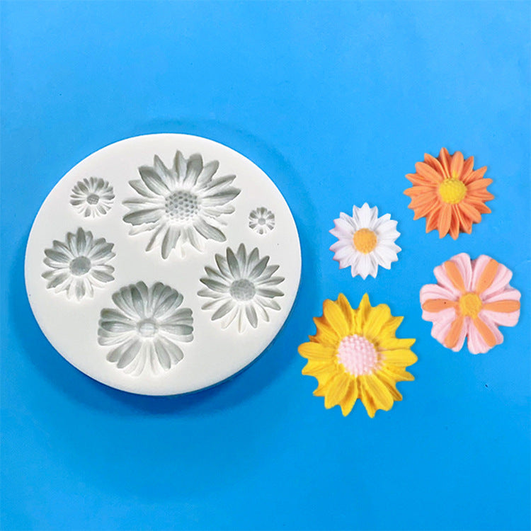 Multi daisy flower silicone mold fondant cake decorating molds