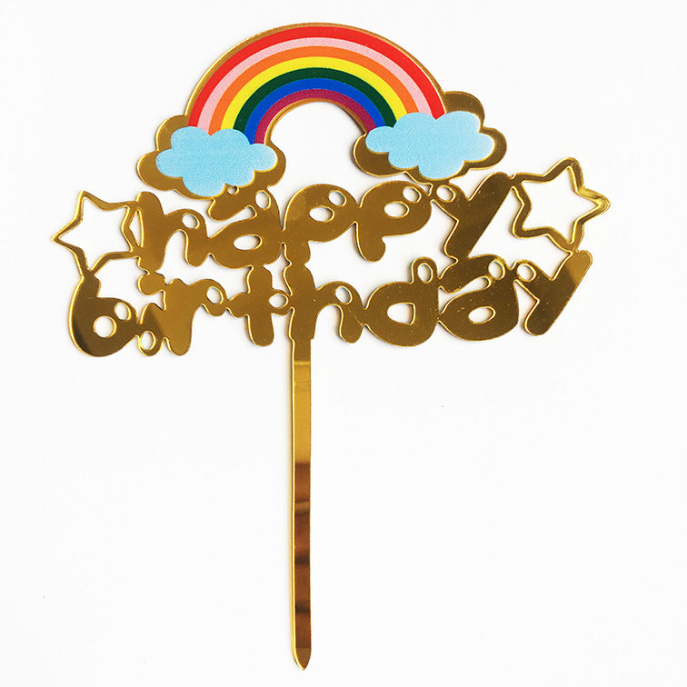 Rainbow acrylic cake topper