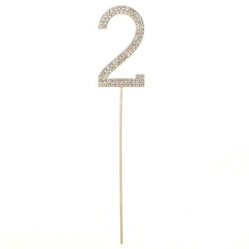0-9 rhinestones number birthday cake topper