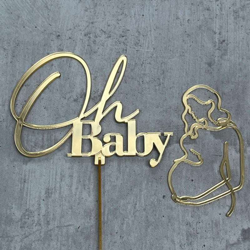 Simple lines acrylic expectant mother maternity for cake decoration