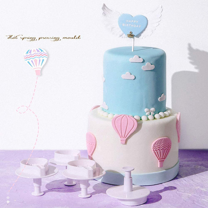 9Pcs Balloons and Cloud Cake Decoration Fondant Mold Set Hot Air Balloon Cookie Cutters for Cake Cupcake Decorating Tools