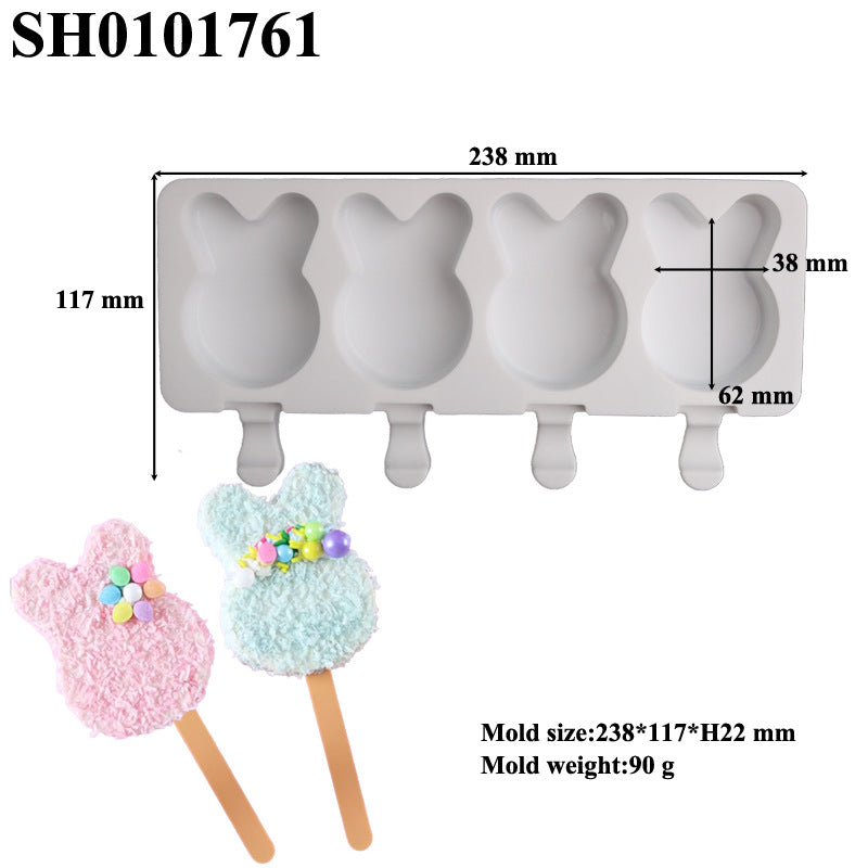 bunny rabbit 4 hole new popsicle Silicone Mold