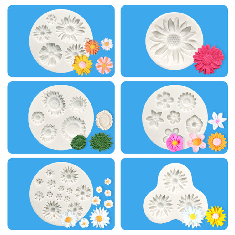 Multi daisy flower silicone mold fondant cake decorating molds
