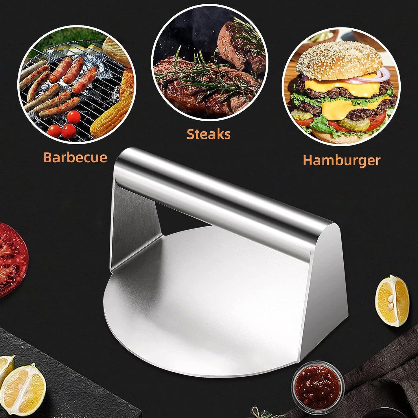 Stainless Steel Smash Burger Press for Grilling Meat Patty