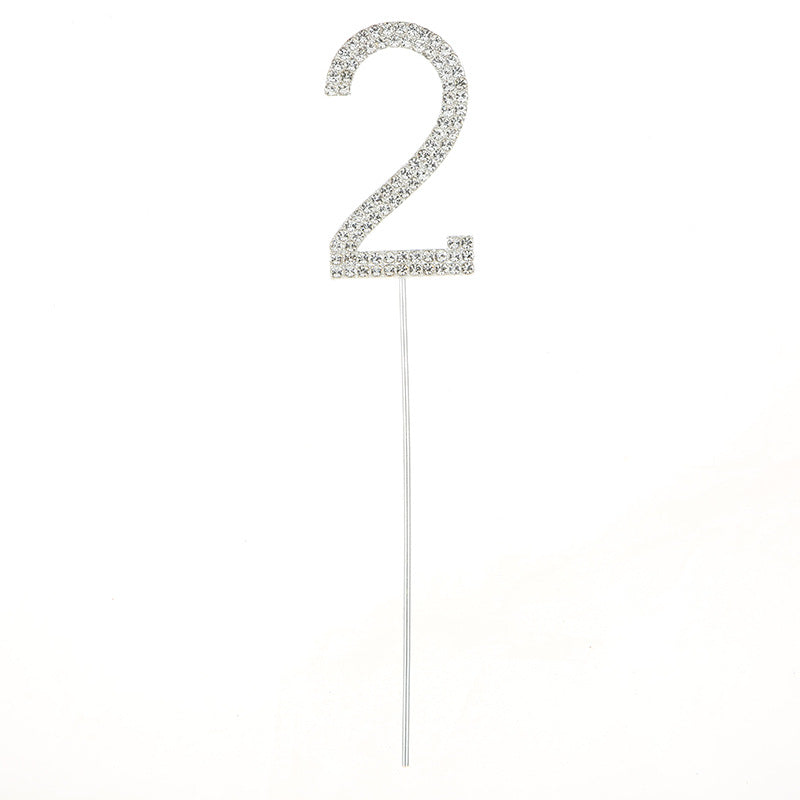 0-9 rhinestones number birthday cake topper