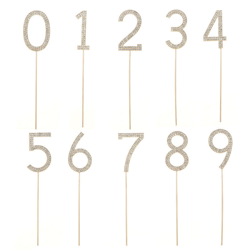 0-9 rhinestones number birthday cake topper