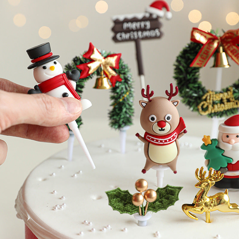 Christmas cake decoration Santa Claus Snowman deer wreath