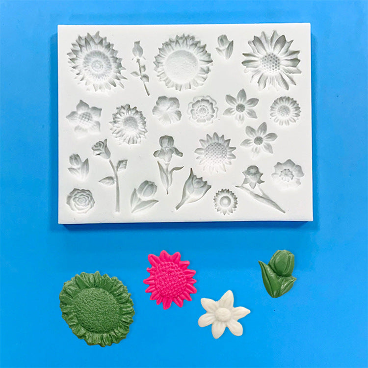 Multi daisy flower silicone mold fondant cake decorating molds