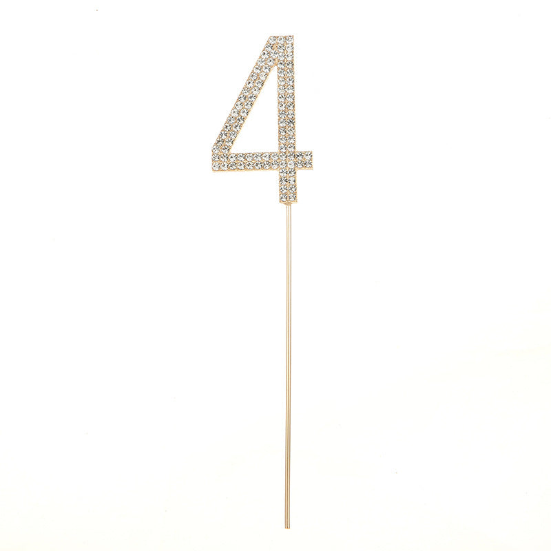 0-9 rhinestones number birthday cake topper