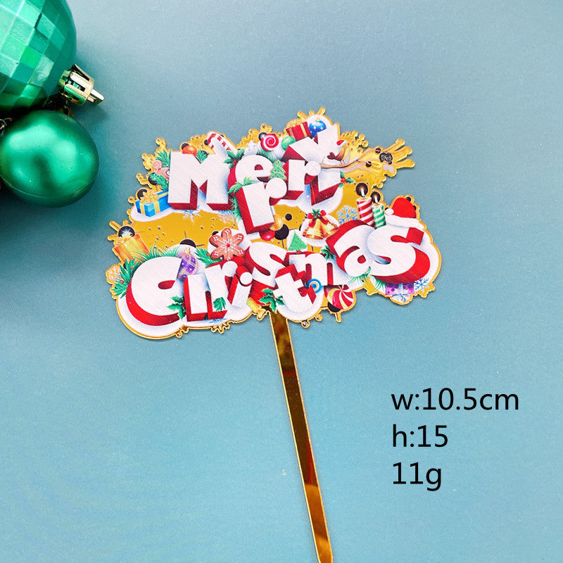 Hot Selling Acrylic Merry Christmas Beautiful Colour printing Cake Topper