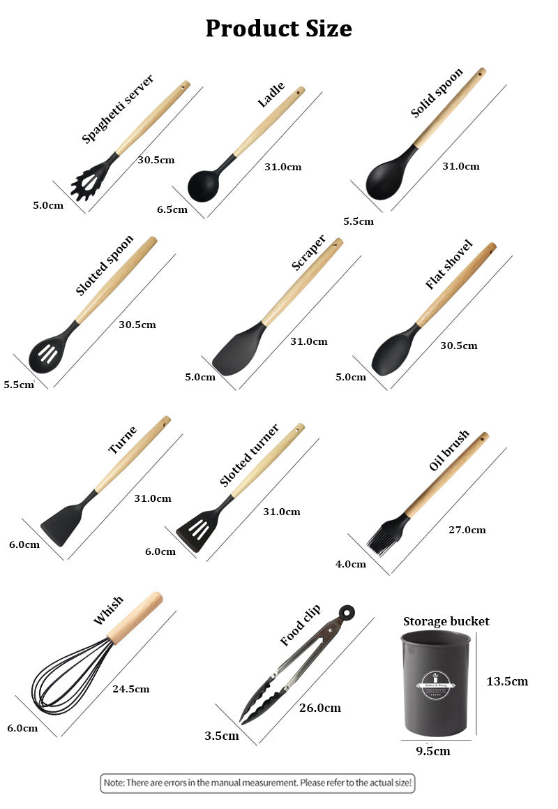 Silicone kitchen utensils set 12-piece spoon combination set storage rack cooking Utensils Set