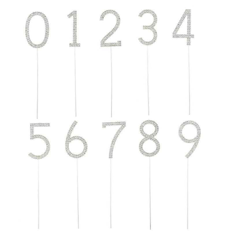 0-9 rhinestones number birthday cake topper