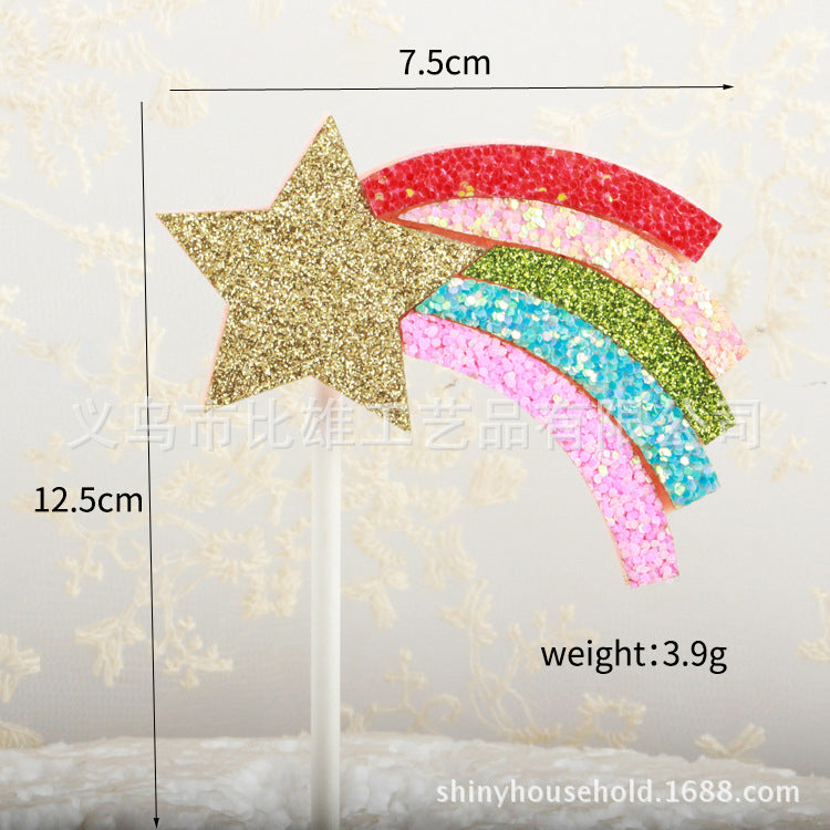 Rainbow star theme holiday decorations creative cake topper with star for boy girl