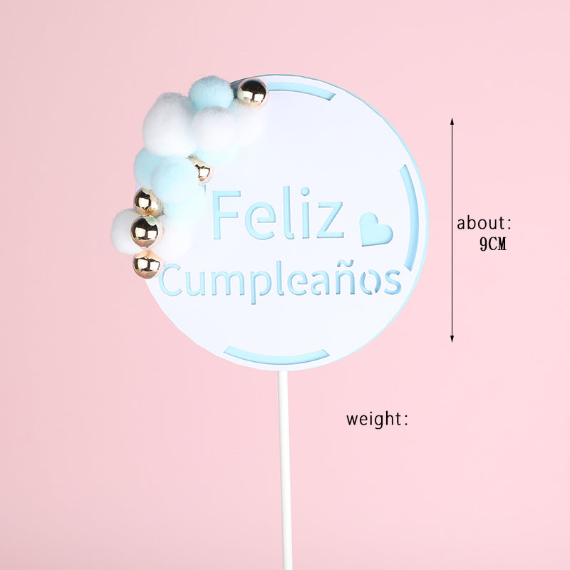 Feliz Cumpleanos cake toppers happy birthday insert for dessert