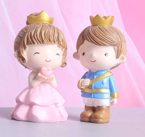 prince and princess cake topper boy and girl resin figurines for cake decoration