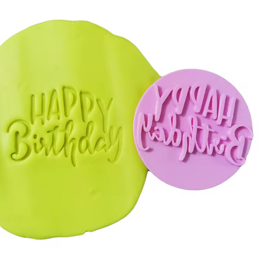 happy birthday plastic cookie cutter embosser plastic stamp  fondant mold