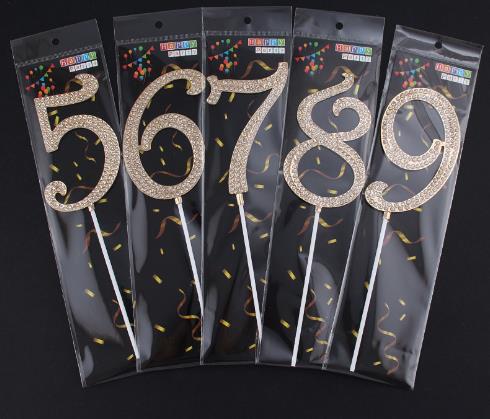 0-9 rhinestones number birthday cake topper